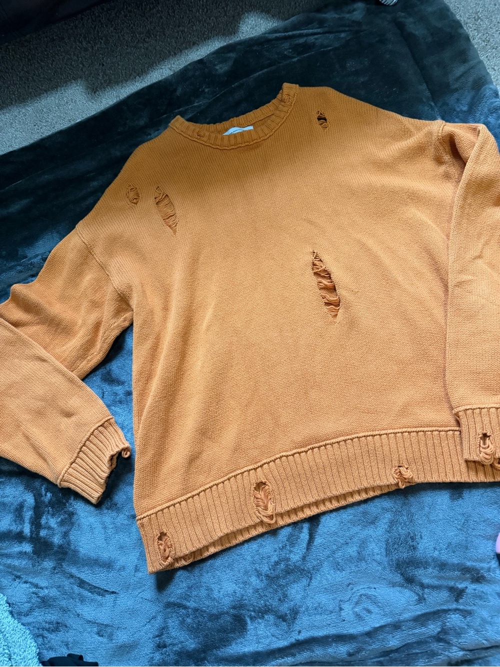 UA Woman's Distressed Crewneck Sweater - burned orange
